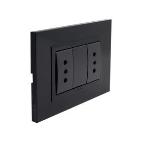 Placa armada tomacorriente doble 10/15A Zen basic negro Kalop