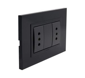 Placa armada tomacorriente doble 10/15A Zen basic negro Kalop