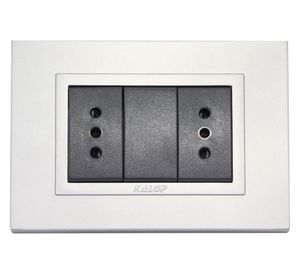 Placa armada tomacorriente doble 10/15A Zen negro/plata Kalop