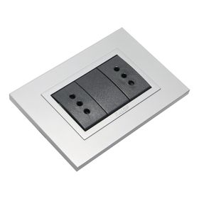 Placa armada tomacorriente doble 10/15A Zen negro/plata Kalop