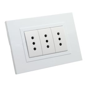 Placa armada tomacorriente triple 10/15A Zen basic blanco Kalop