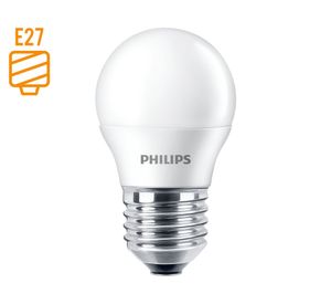 Ampolleta LED 4W E27 luz cálida gotita Philips.