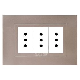 Placa armada tomacorriente triple 10A 2P+T Modular oro Kalop