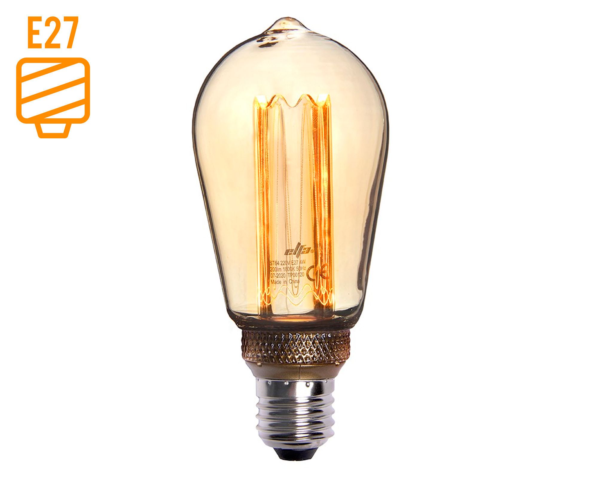 Ampolleta filamento LED 40W E27 luz cálida ST64 tallado Elfa