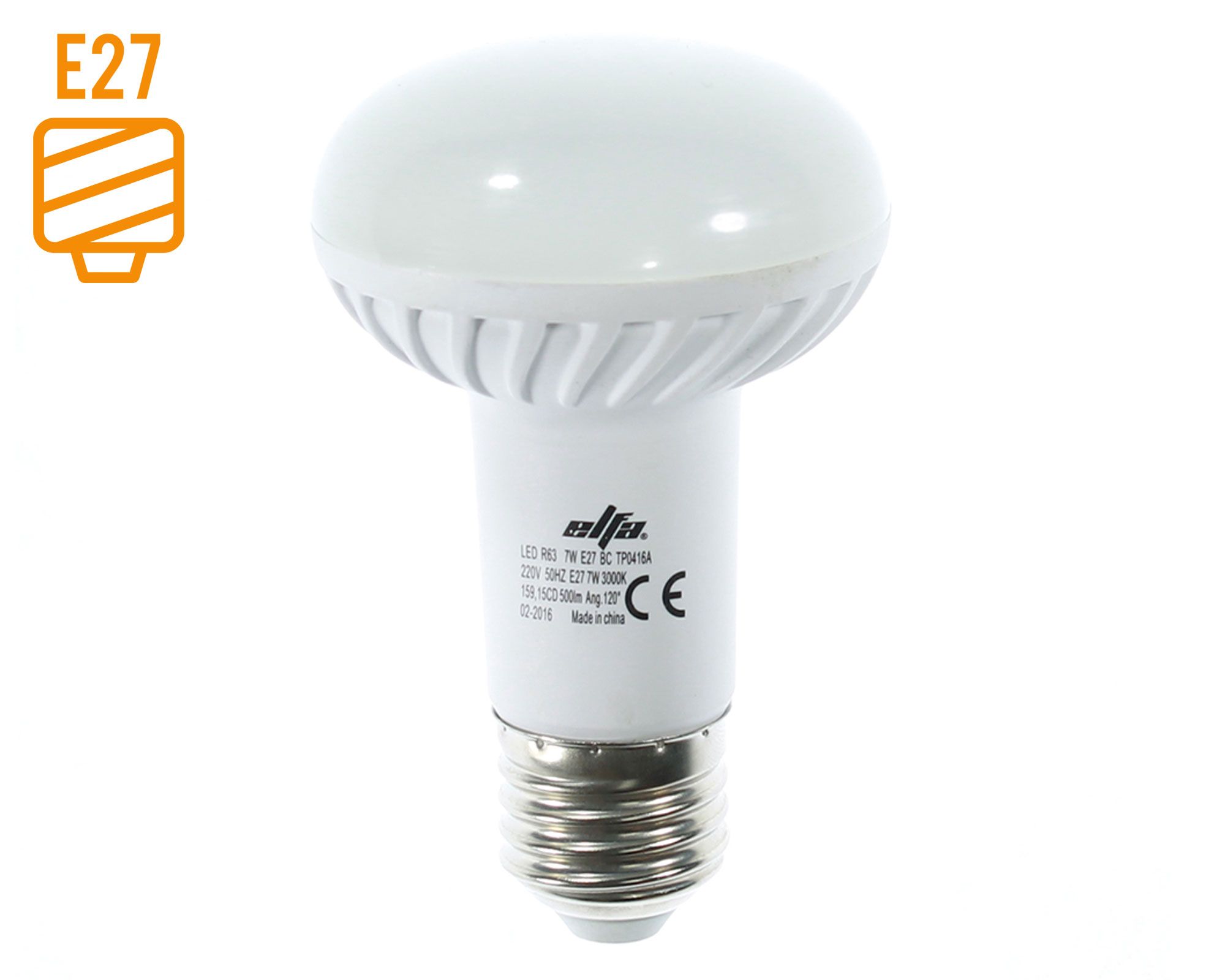 Ampolleta LED 50W E27 luz cálida R63 Elfa
