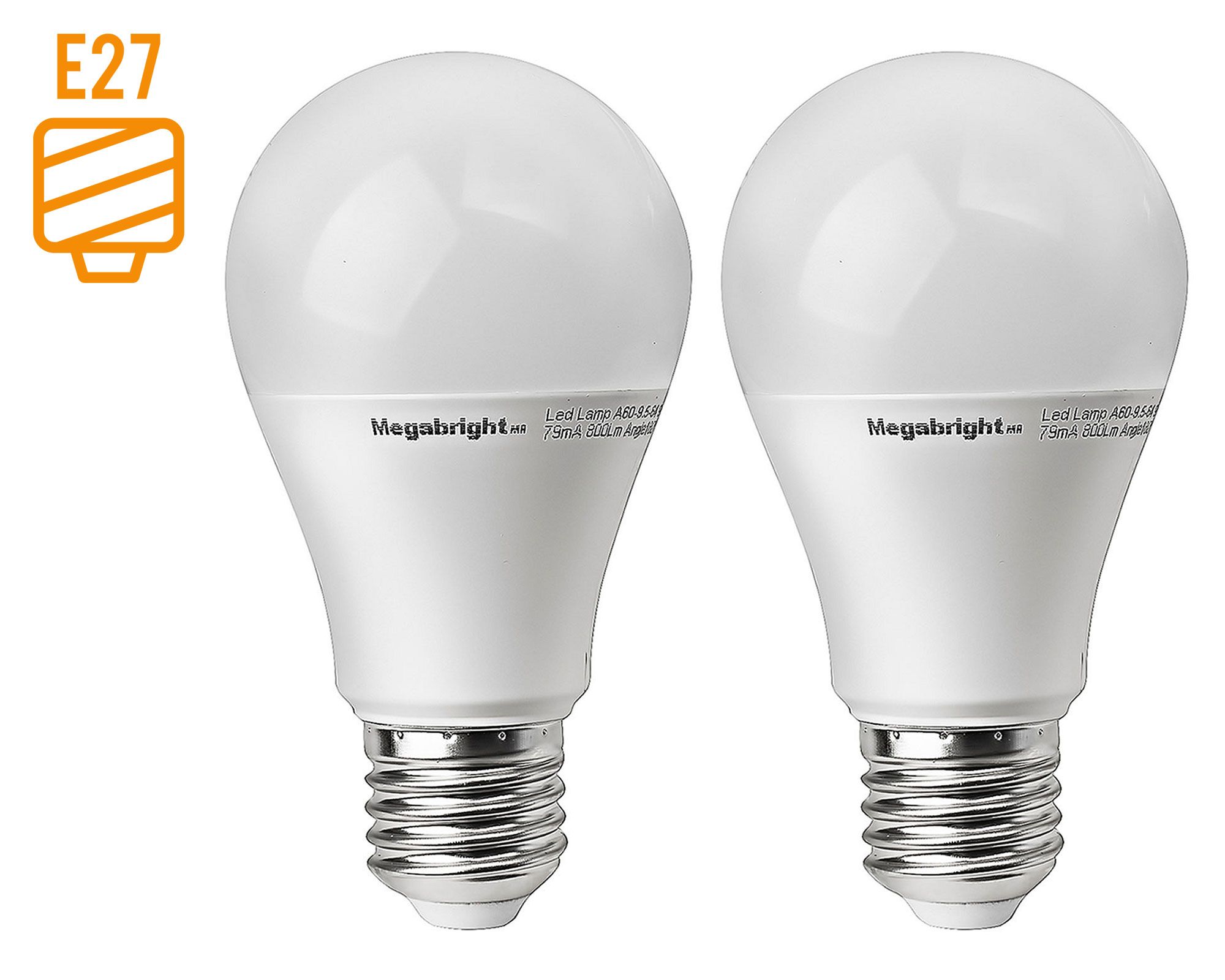 Ampolleta Bright LED 9,5W E27 luz cálida 2 unidades Megabright