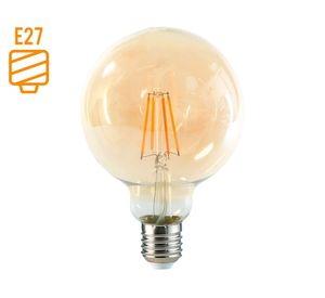 Ampolleta LED 6W E27 luz amarilla G95 Megabright