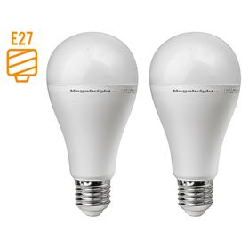 Ampolleta bright LED 15W E27 luz fría A65 2 unidades Megabright.