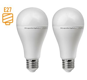 Ampolleta bright LED 15W E27 luz fría A65 2 unidades Megabright.