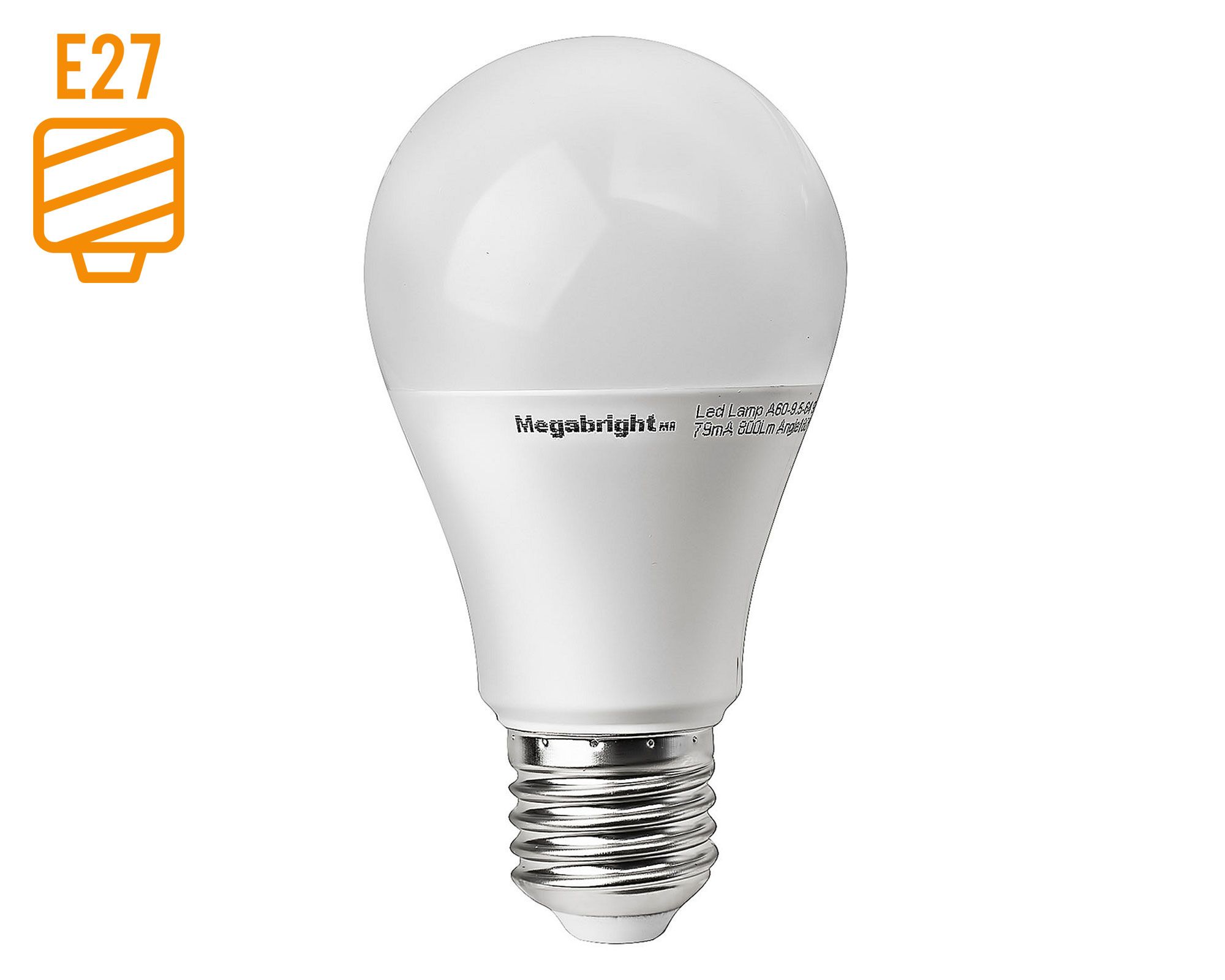 Ampolleta bright LED 7W E27 luz cálida A55 Megabright