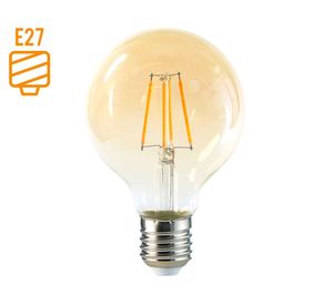 Ampolleta LED 6W E27 luz amarilla G80 Megabright
