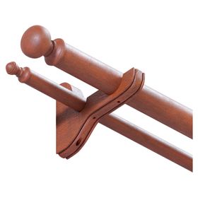 Barra cortinas Doble 22/35 mm 160 cm cedro + accesorios