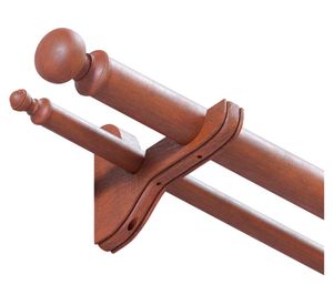 Barra cortinas Doble 22/35 mm 160 cm cedro + accesorios