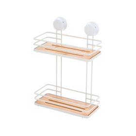 Organizador ducha 2 niveles blanco/bambú