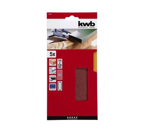 Lija abrasiva 115x230 mm grano 80 5 unidades KWB.