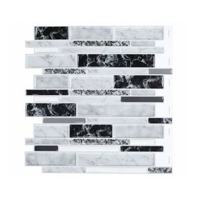 Mosaico autoadhesivo 30x30 cm Travertino Ónix negro