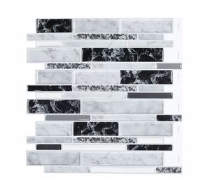 Mosaico autoadhesivo 30x30 cm Travertino Ónix negro