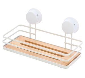 Canasto organizador rectangular blanco/bambú