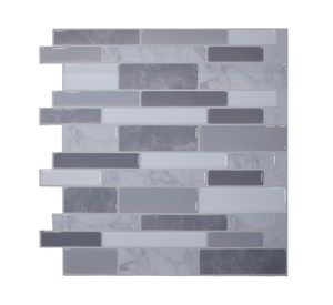 Mosaico autoadhesivo 3D lineal gris 30x30 cm 0.09 m2