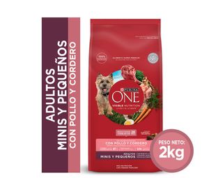 Alimento perro adulto 2 kg mini/pequeño pollo y cordero Purina One.
