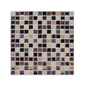 Mosaico autoadhesivo 3D cuadros marrón 30x30 cm 0.09 m2