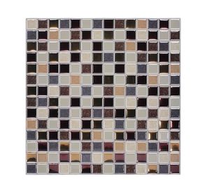 Mosaico autoadhesivo 3D cuadros marrón 30x30 cm 0.09 m2