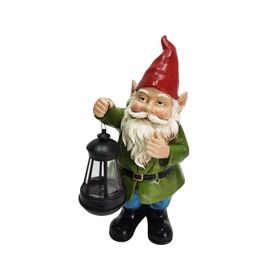 Figura decorativa Gnomo con farol Outzen.