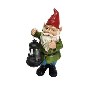 Figura decorativa Gnomo con farol Outzen.