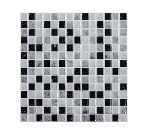 Mosaico autoadhesivo 3D cuadros negro 30x30 cm 0.09 m2