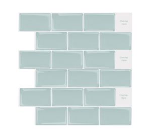 Mosaico autoadhesivo 3D brick agua 30x30 cm 0.09 m2