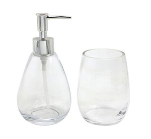 Set accesorios baño Clásico Ovalado transparente 2 piezas Cotidiana