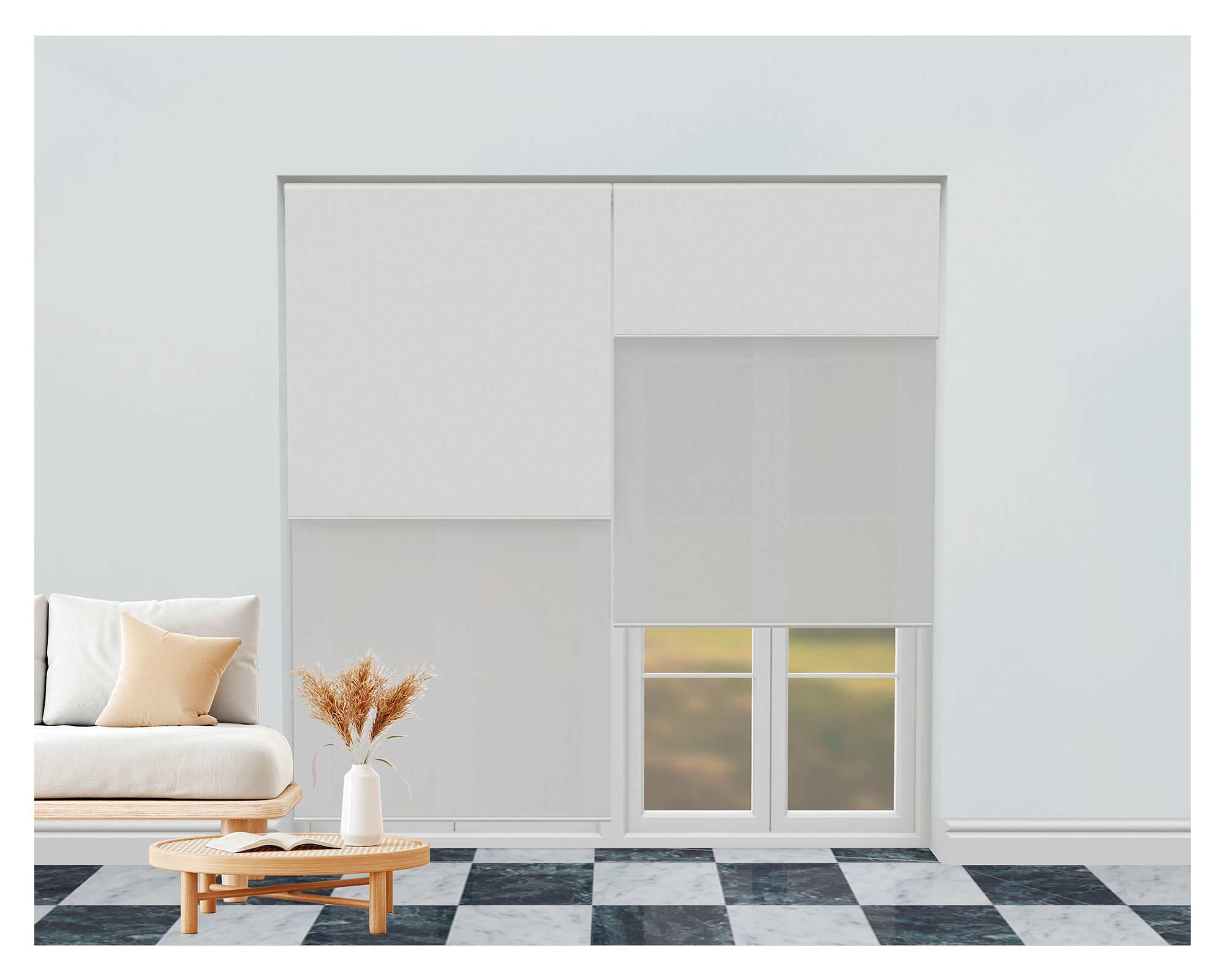 Cortina roller blackout doble 160x165 cm Sunscreen blanco a $29.990