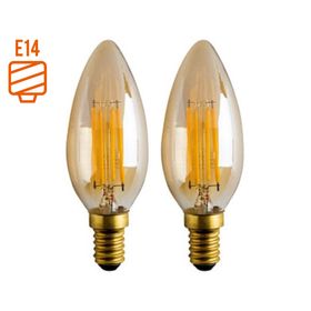 Ampolleta led box vela vintage 4 W E14 luz cálida 2 un.