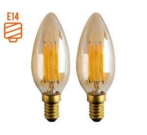 Ampolleta led box vela vintage 4 W E14 luz cálida 2 un.