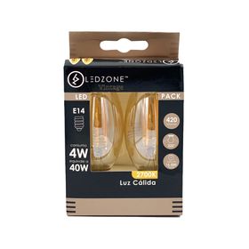 Ampolleta led box vela vintage 4 W E14 luz cálida 2 un.
