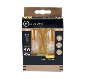 Ampolleta led box vela vintage 4 W E14 luz cálida 2 un.
