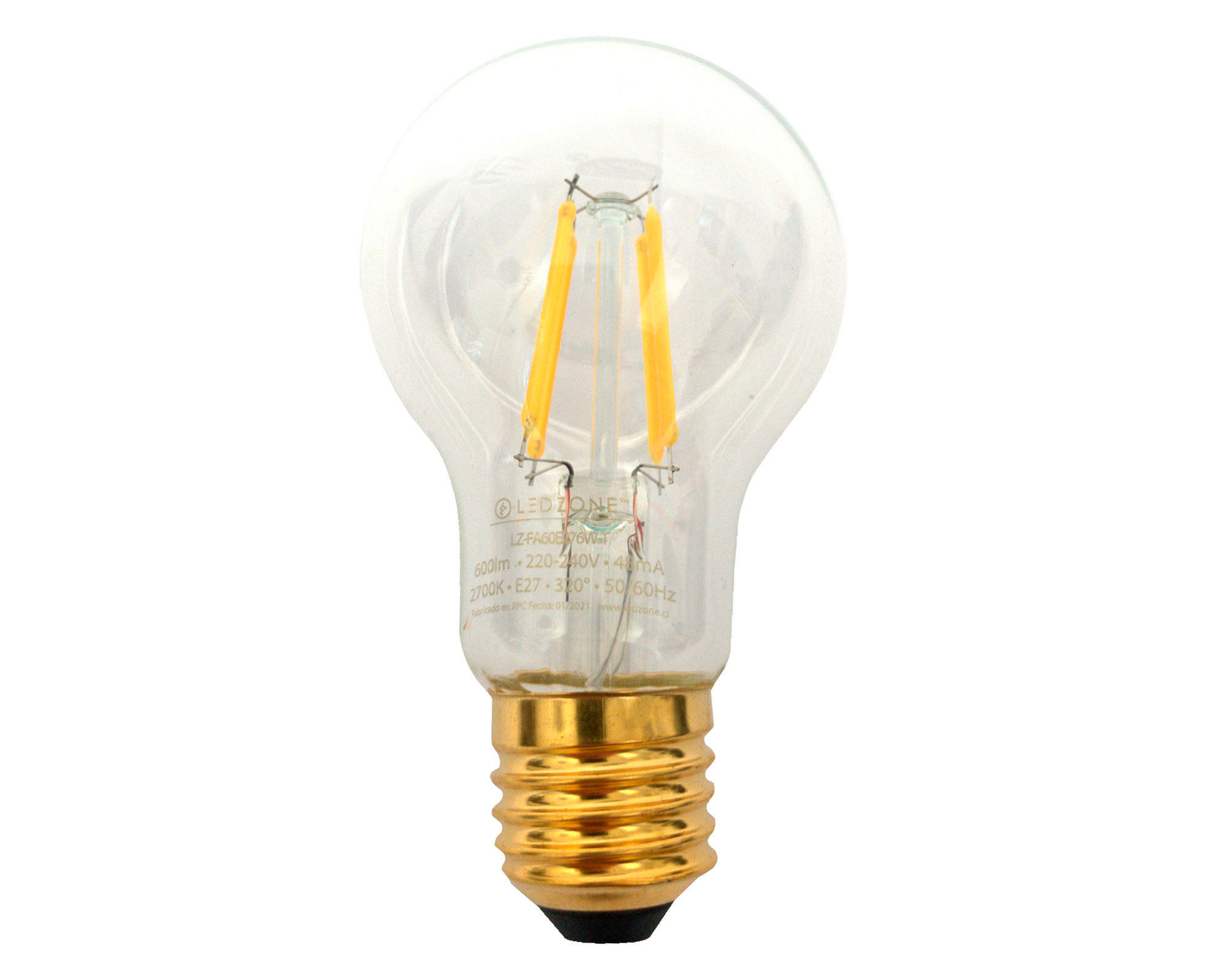 Ampolleta led Box A60 filamento 6 W E27 luz cálida