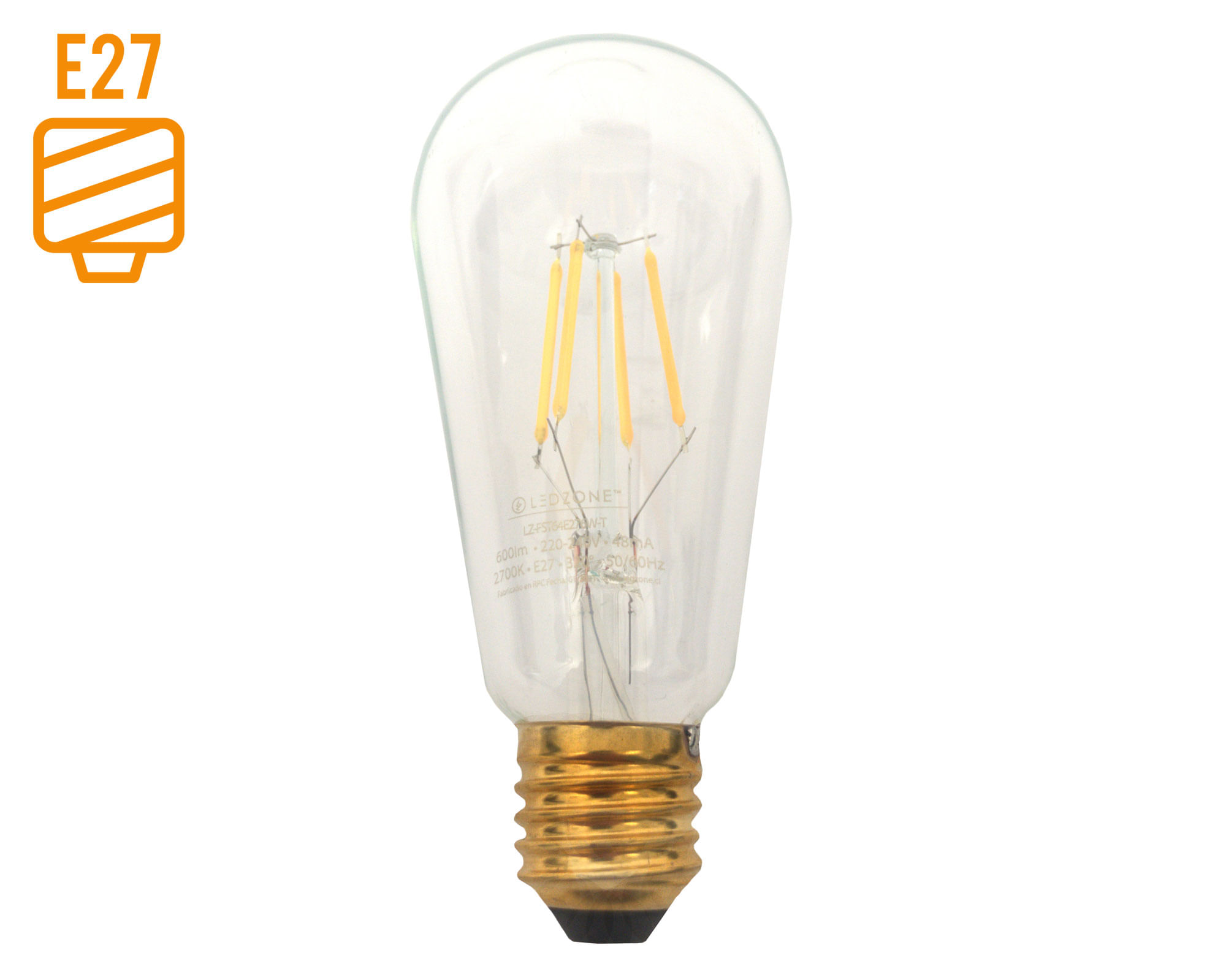 Ampolleta led Box pera filamento 6 W E27 luz cálida