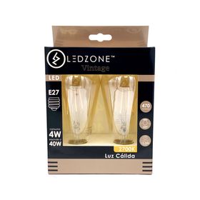 Ampolleta led Box pera vintage 4 W E27 luz cálida 2 un.