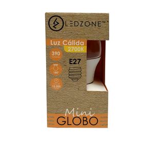 Ampolleta LED 4W E27 luz cálida mini globo Ledzone