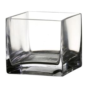 Florero 10 cm Cuadrado transparente Cotidiana.