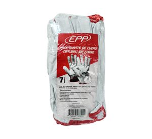 Guante cuero natural sin forro blanco 7 pares EPP