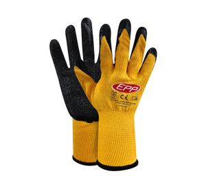 Guante poliéster/látex amarillo/negro 10 pares EPP