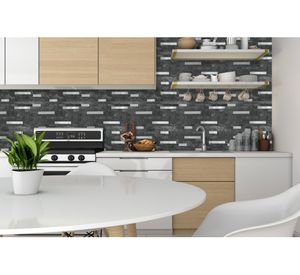 Mosaico vinílico 3D piedra negra 4 mm 29.7x29.2 cm