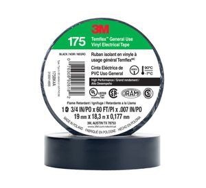 Cinta eléctrica 19 mm 18 m Temflex 175 negro 3M