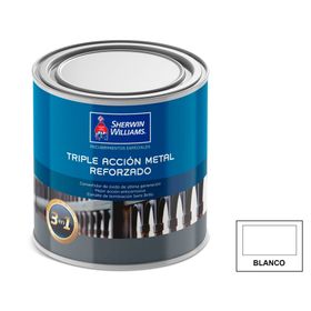 Esmalte anticorrosivo 1/4 galón Triple acción metal reforzado blanco semi brillante Sherwin Williams