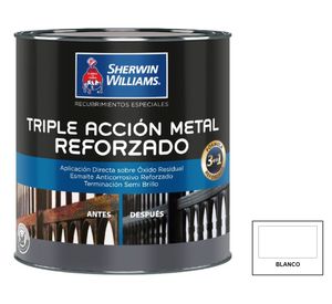 Esmalte anticorrosivo 1/4 galón Triple acción metal reforzado blanco semi brillante Sherwin Williams