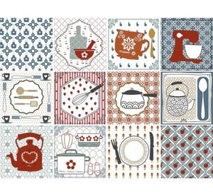 Vinilo adhesivo 15x15 cm Kitchen 12 unidades