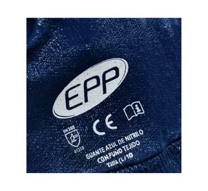 Guante de trabajo Nitrilo con puño tejido azul EPP