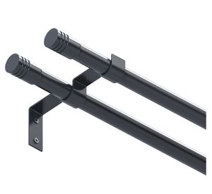 Barra cortina 7x240 cm Doble negro Decor